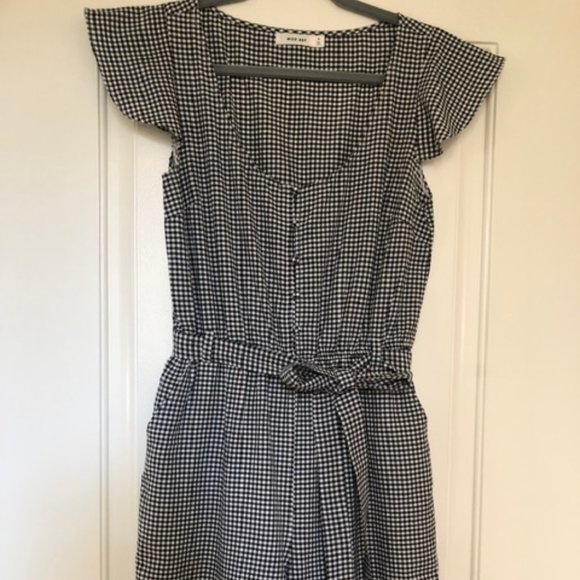 Black and White Gingham Jumpsuit, Small - Picture 3 of 9